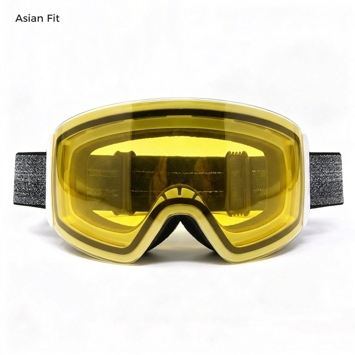 QuickSwap magnetic ski goggles with matte white frame and yellow low-light lens