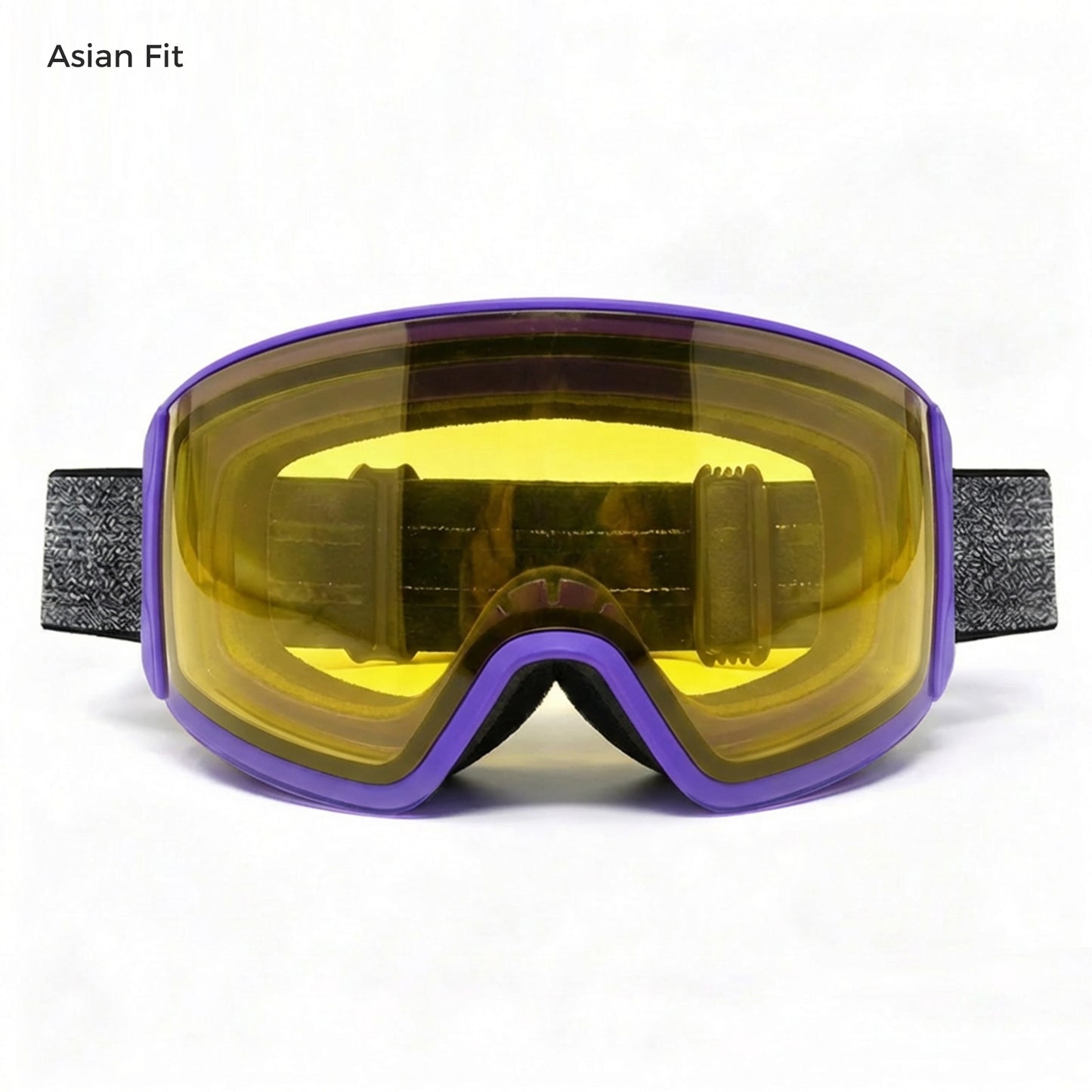 QuickSwap magnetic ski goggles with matte purple frame and yellow low-light lens