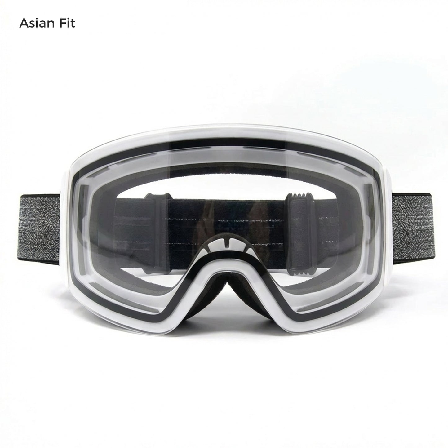 QuickSwap magnetic ski goggles with matte white frame and clear night lens