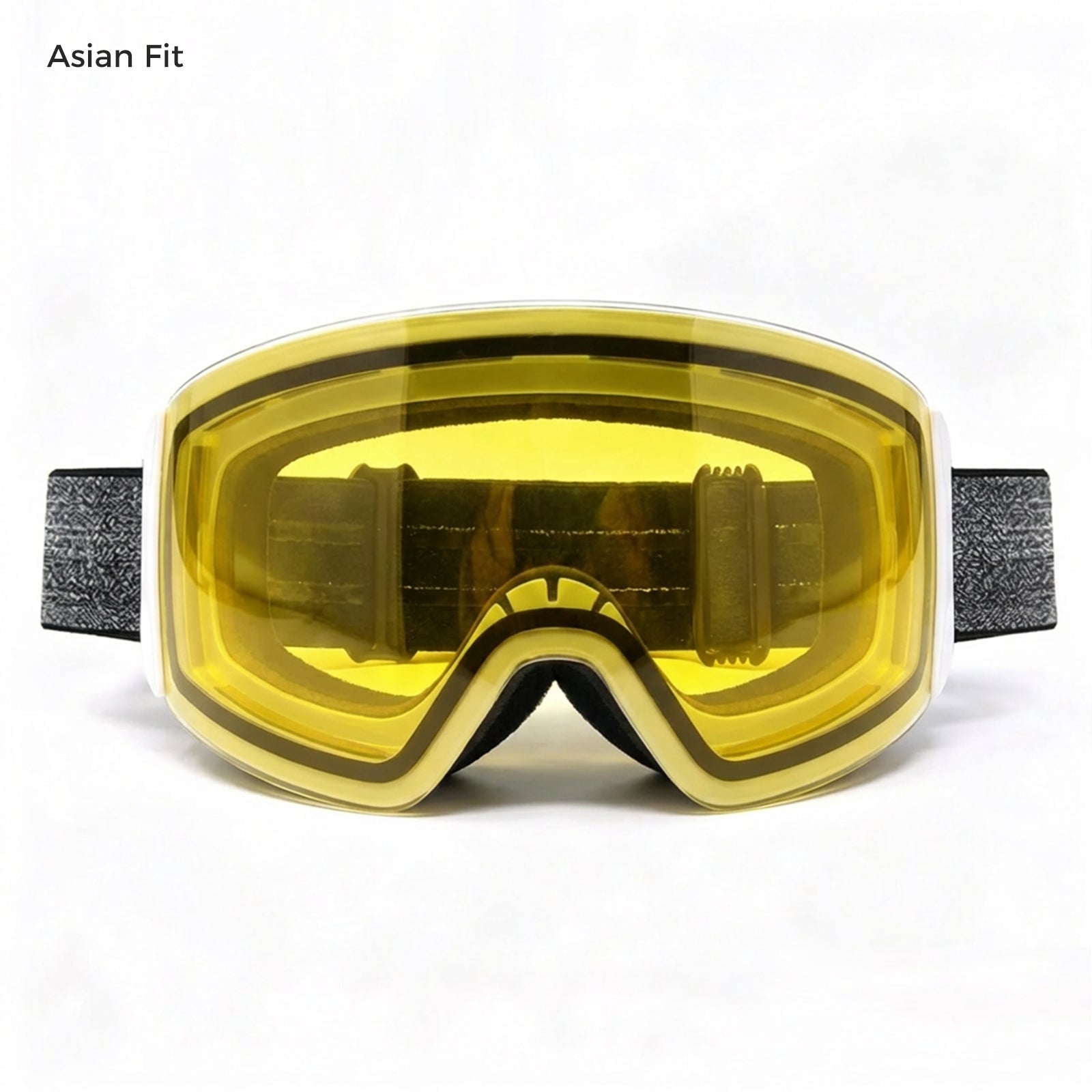 QuickSwap magnetic ski goggles with matte white frame and yellow low-light lens