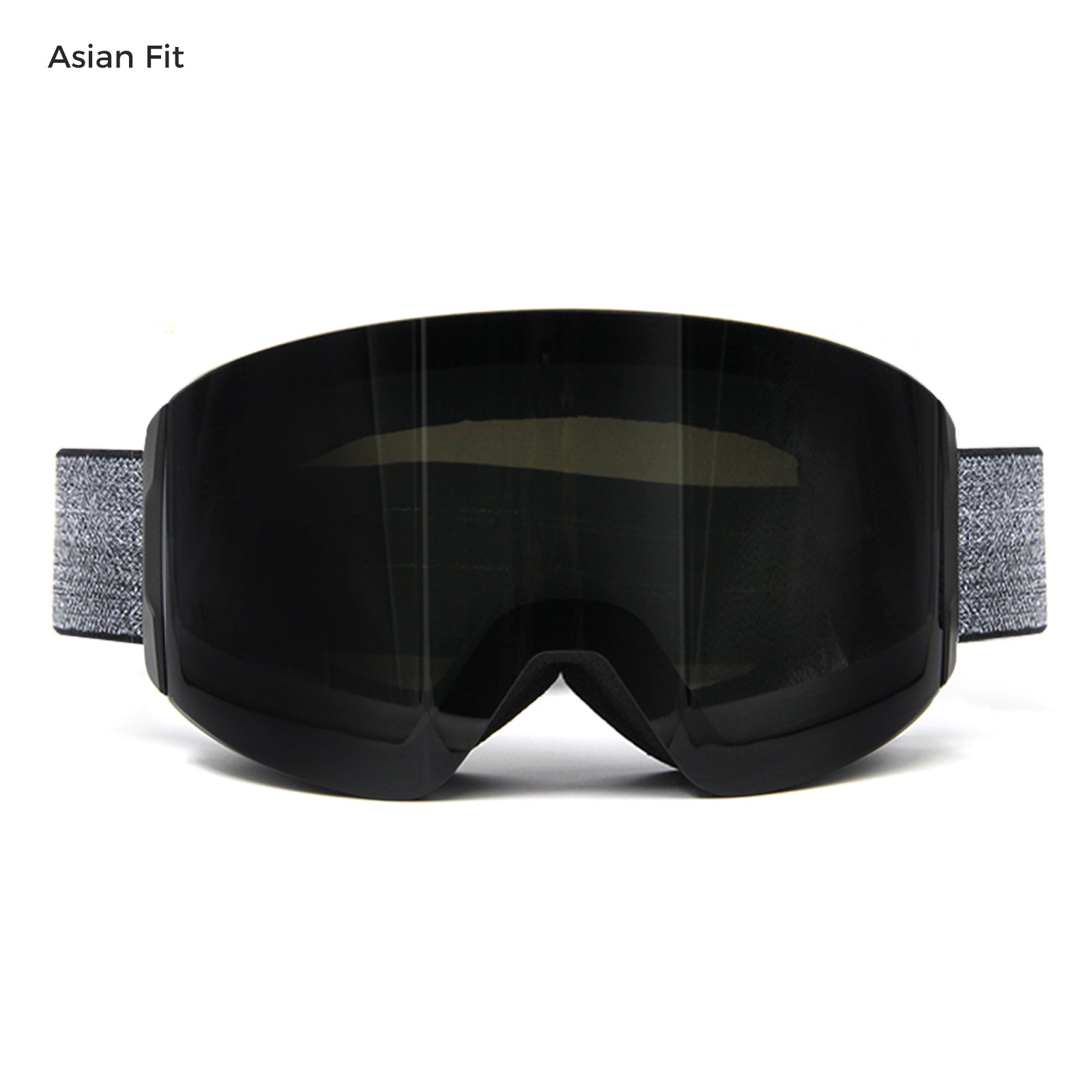 magnetic ski goggles with black lens asian fit design