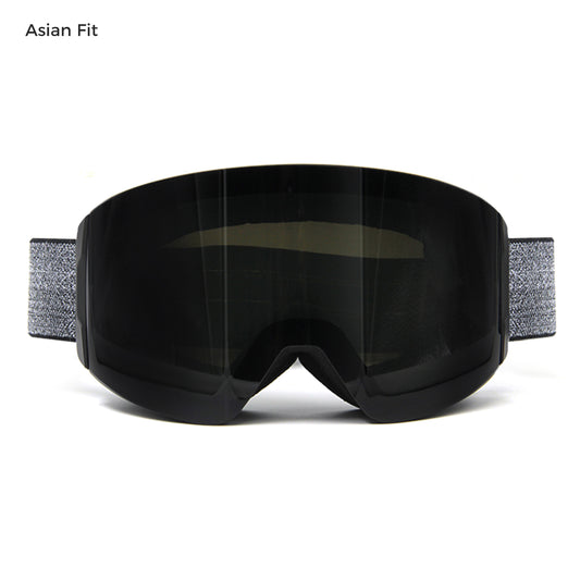 magnetic ski goggles with black lens asian fit design