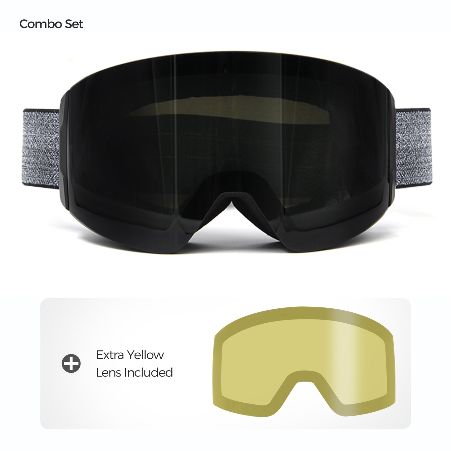  QuickSwap magnetic ski goggles with Grey Revo Purple lens and included yellow lens