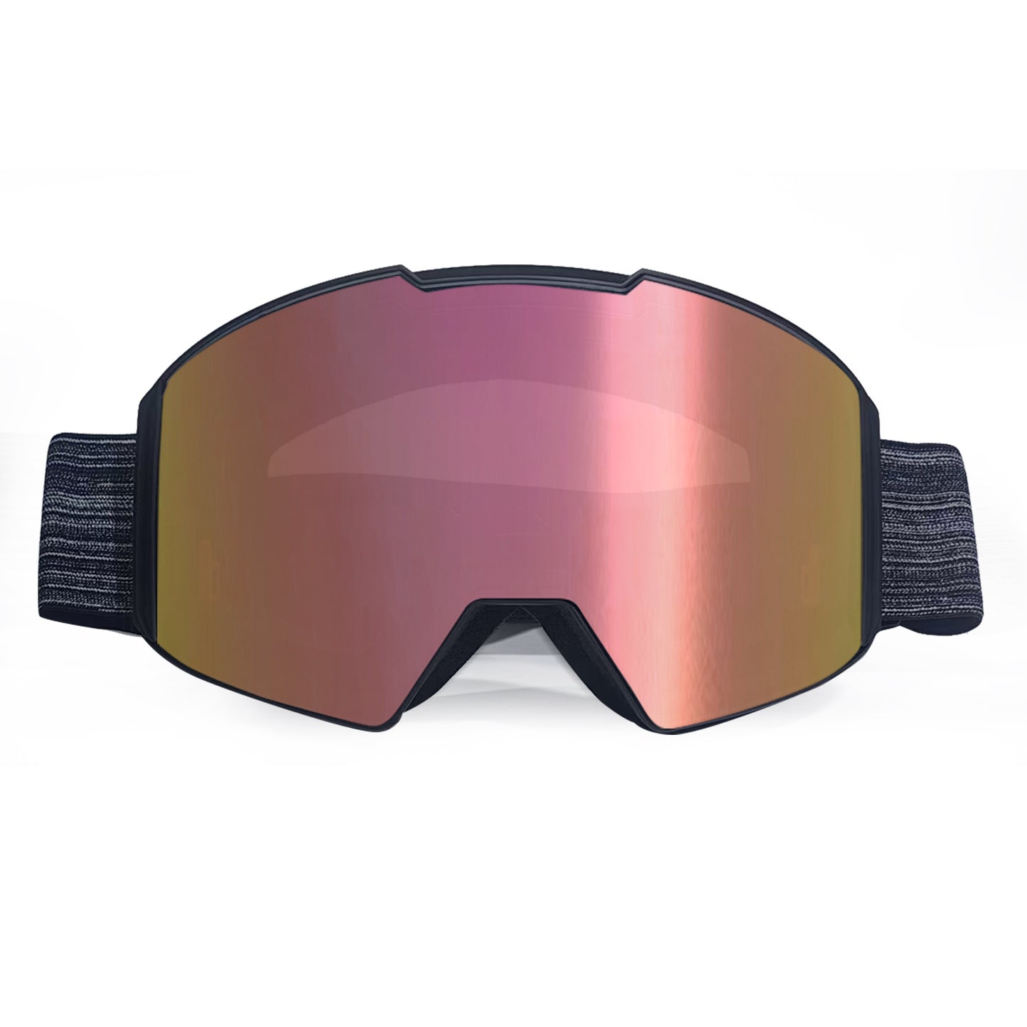 Front view of ClearPush magnetic ski goggles with grey Revo pink lens
