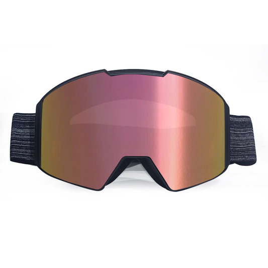 Front view of ClearPush magnetic ski goggles with grey Revo pink lens
