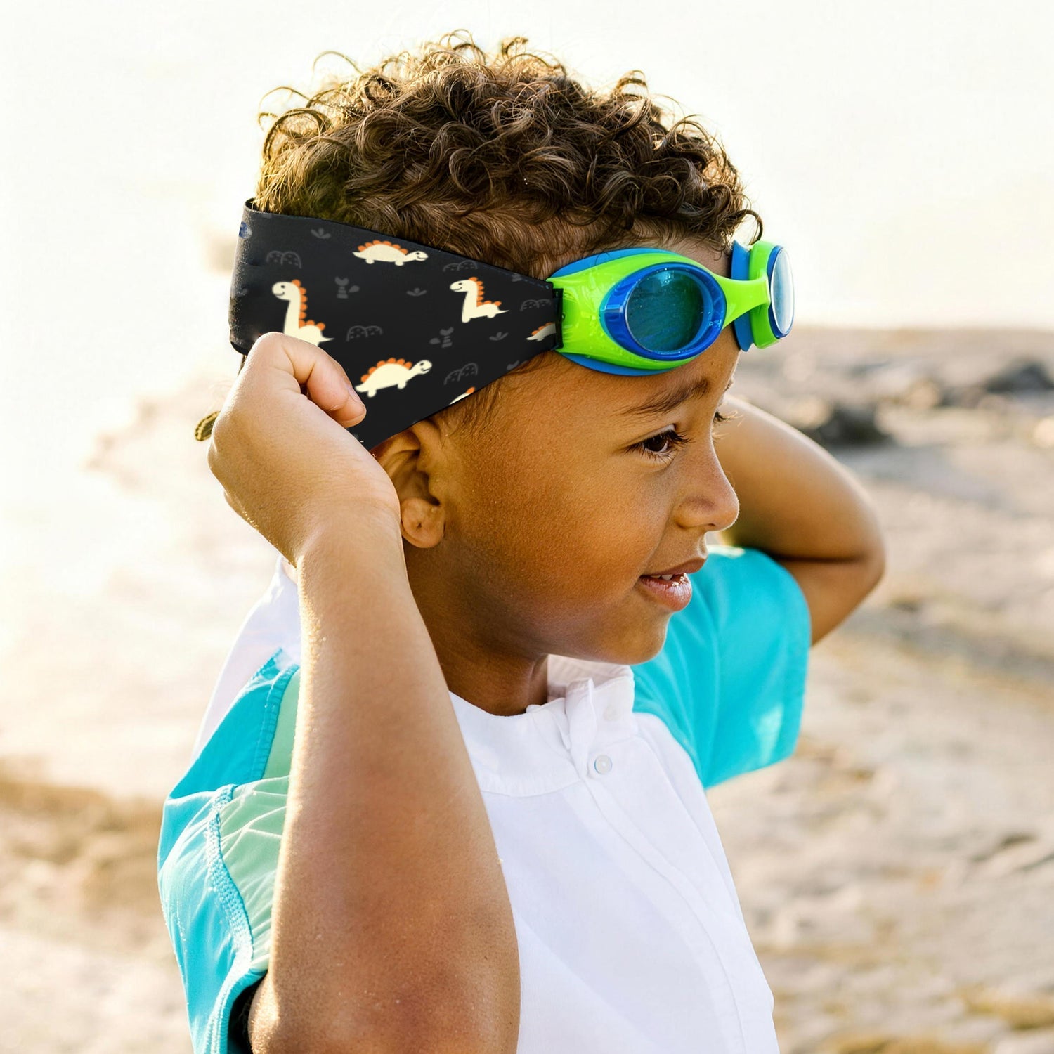 kids goggles EasyStrap Kids Swim Goggles – Blue Green Lightning