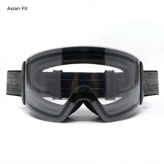 QuickSwap magnetic ski goggles with matte black frame and clear night lens