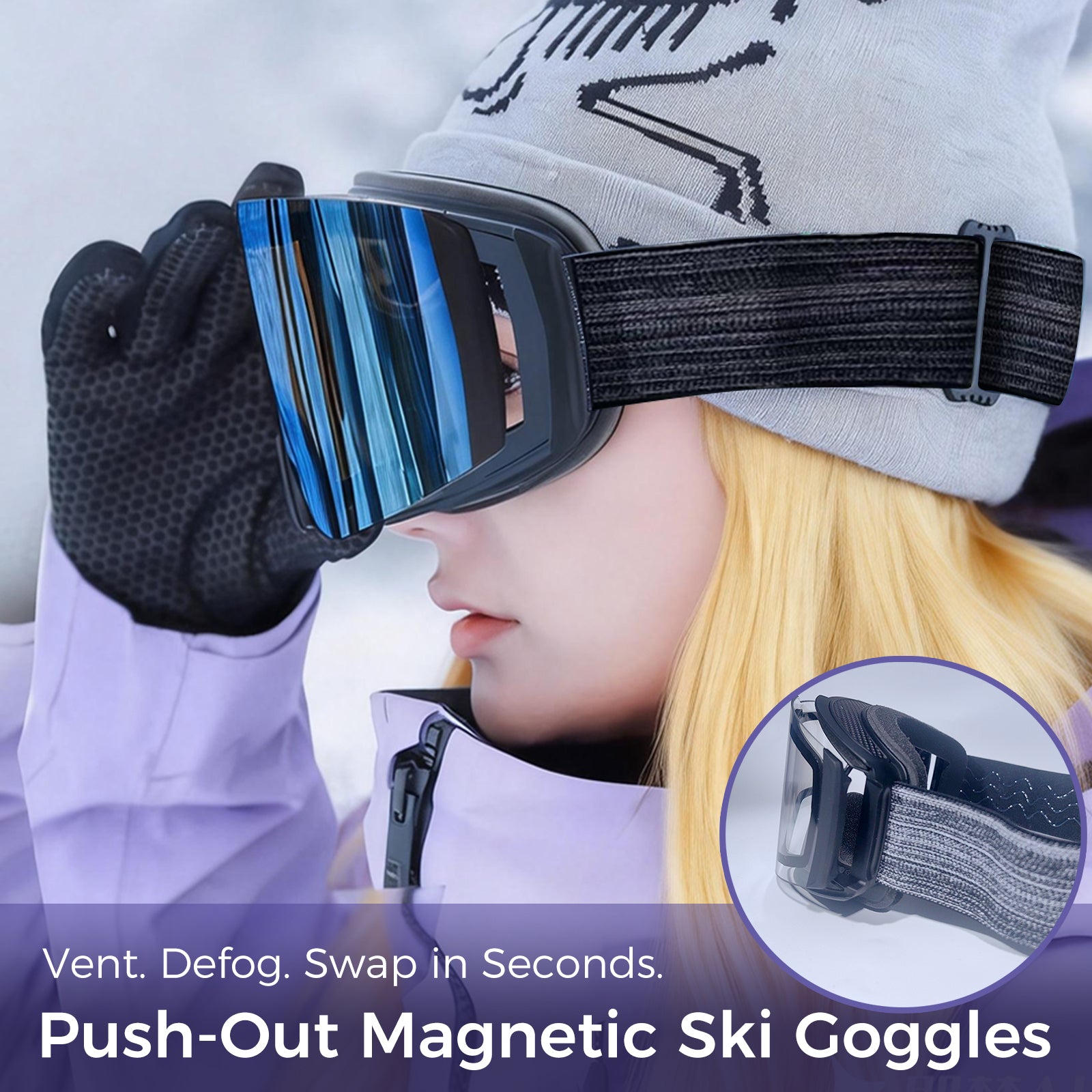 ClearPush™ Magnetic Ski Goggles – Push-Out Ventilation | Wynthorix