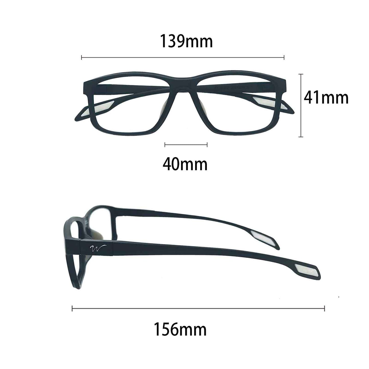 Wynthorix ERX athletic prescription eyewear in green-black & white come in various sizes. Choose the right frame size to fit your head and face comfortably.