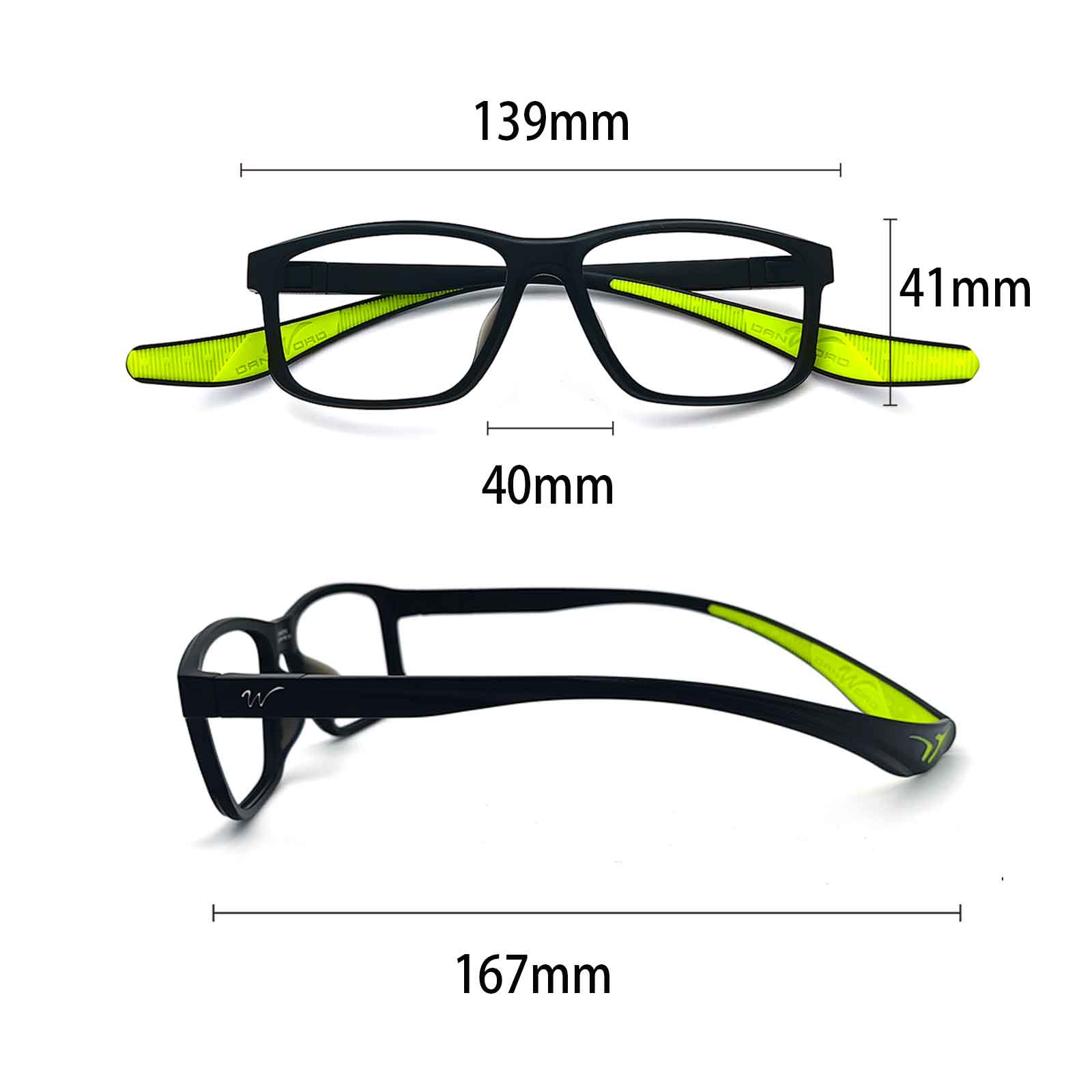 Wynthorix ERX athletic prescription eyewear in Green-Black & Yellow are available in multiple sizes. Select the perfect frame size for a comfortable fit on your head and face.