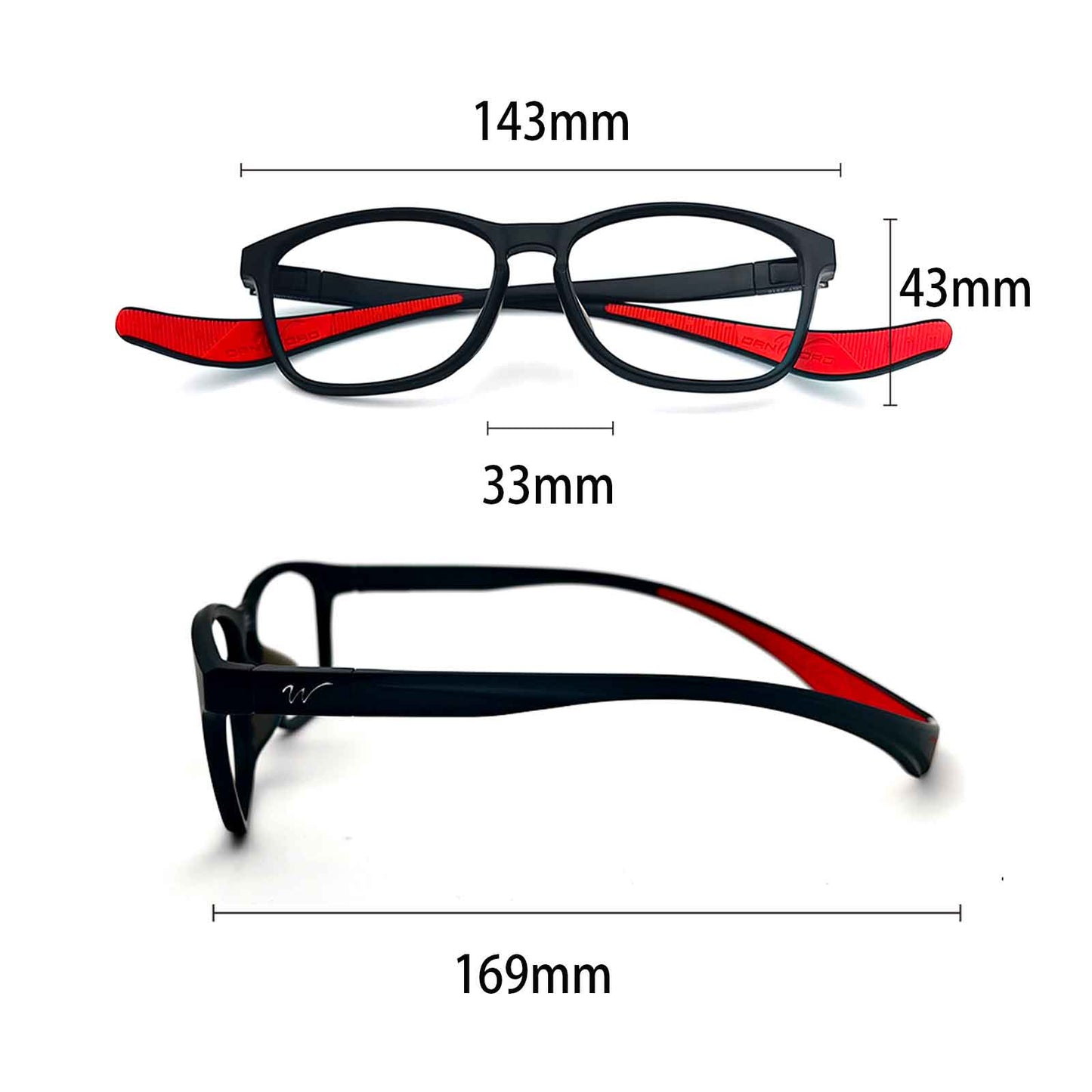 Wynthorix ERX sport frames in red-black are offered in various sizes. Choose the ideal size for a comfortable fit on your head and face.