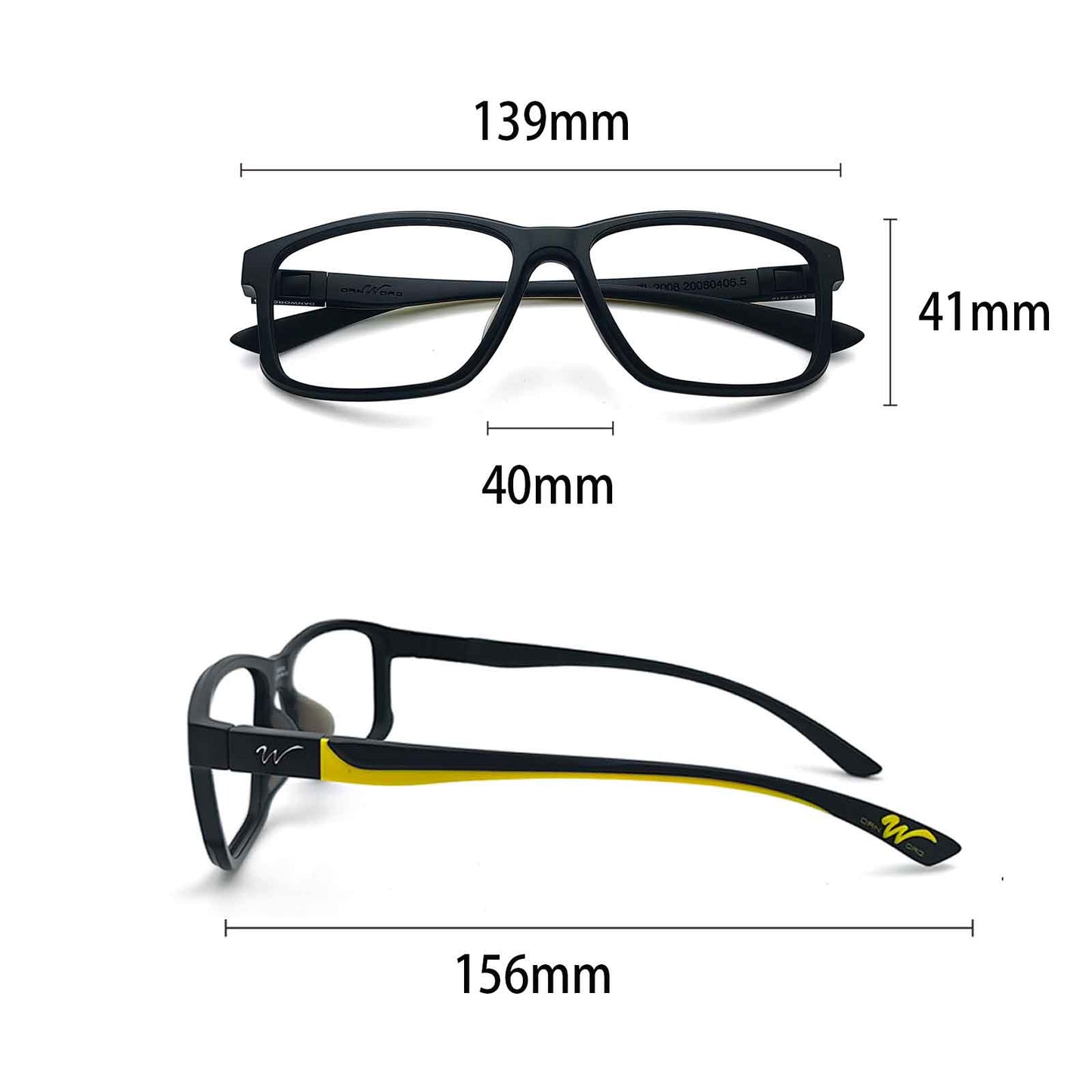 Wynthorix ERX athletic prescription eyewear in black & yellow comes in various sizes. Choose the right frame size to fit your head and face comfortably.