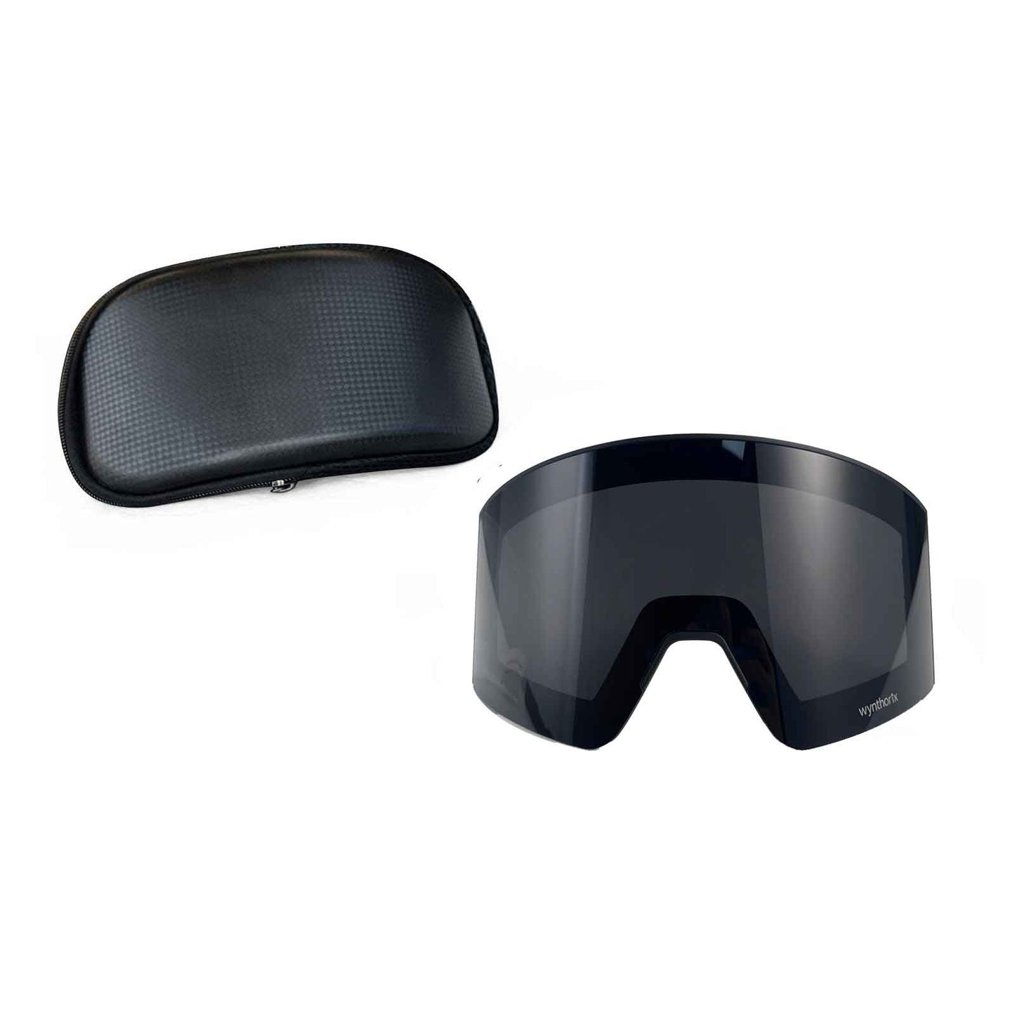 The Wynthorix MistAway Replacement Lens, in black with no coating, fits perfectly with Wynthorix MistAway Heated Goggles for snowmobiling, skiing, and snow shoveling.