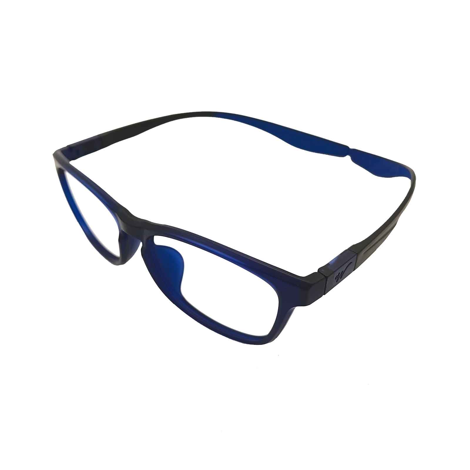 ERX prescription sports glasses come with deep blue sports temples and deep blue universal temples.Show the glasses with deep blue sports temple.