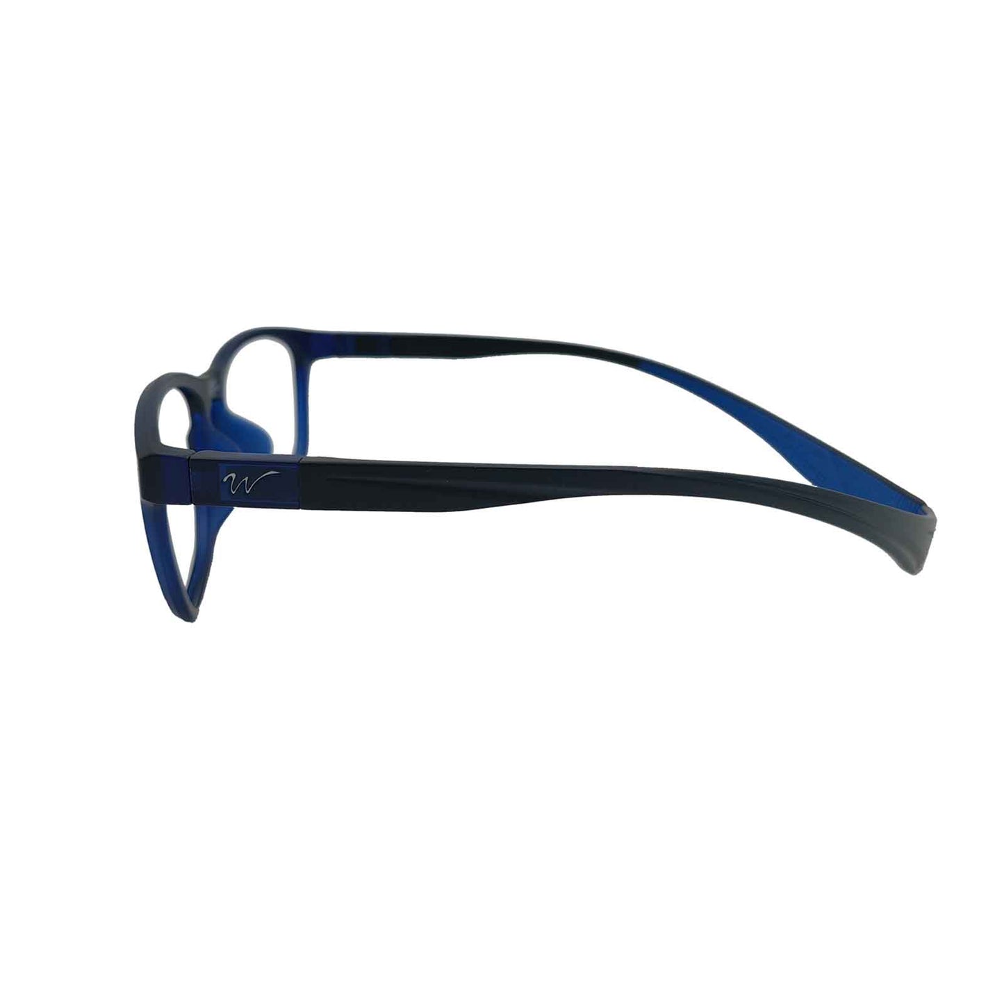 Wynthorix E Rx Sports Prescription Glasses Deep Blue-Blue, showcase the elegant lines of the side sports temple design.