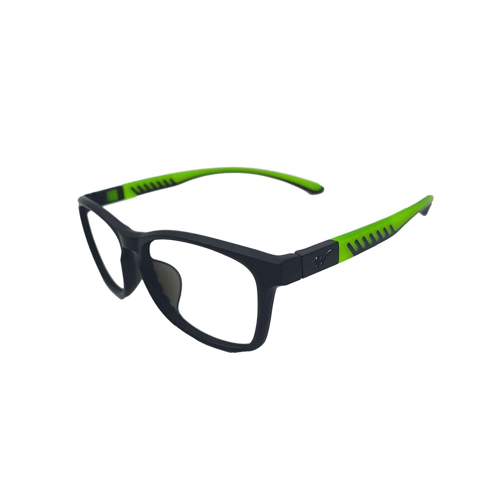 ERX athletic prescription eyewear comes with red sports temples and neon green universal temples. Take a closer look at the neon green version.