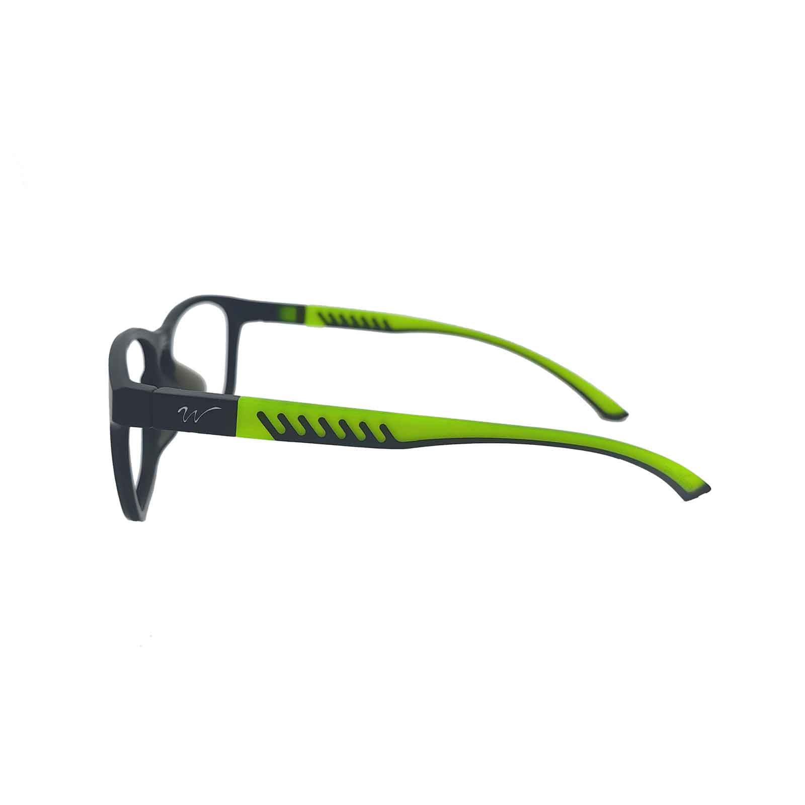 ERX athletic prescription eyewear with neon green universal temples blends modern style, athletic flair, elegance, and simplicity—a timeless fashion choice.