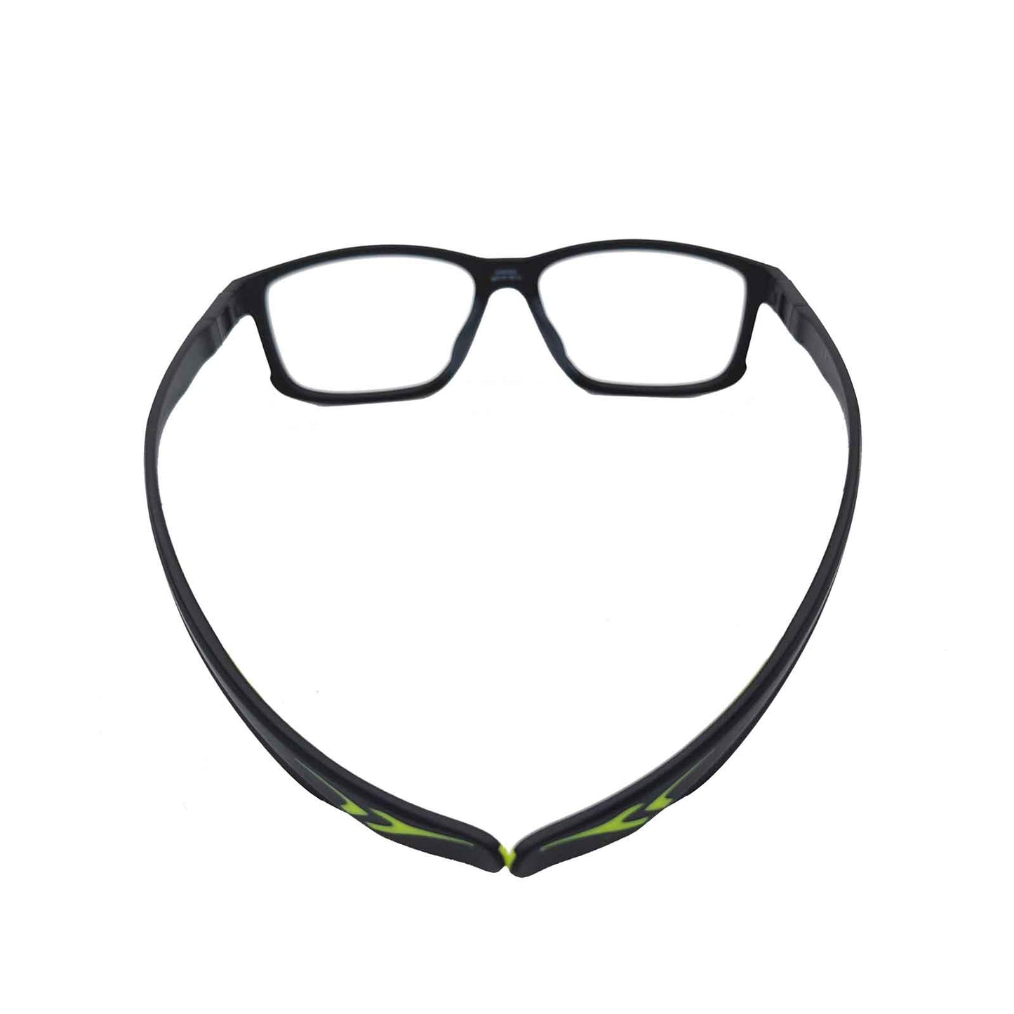 ERX prescription sports glasses come with neon green sports temples and black-and-white universal temples.Show our full wrap design.