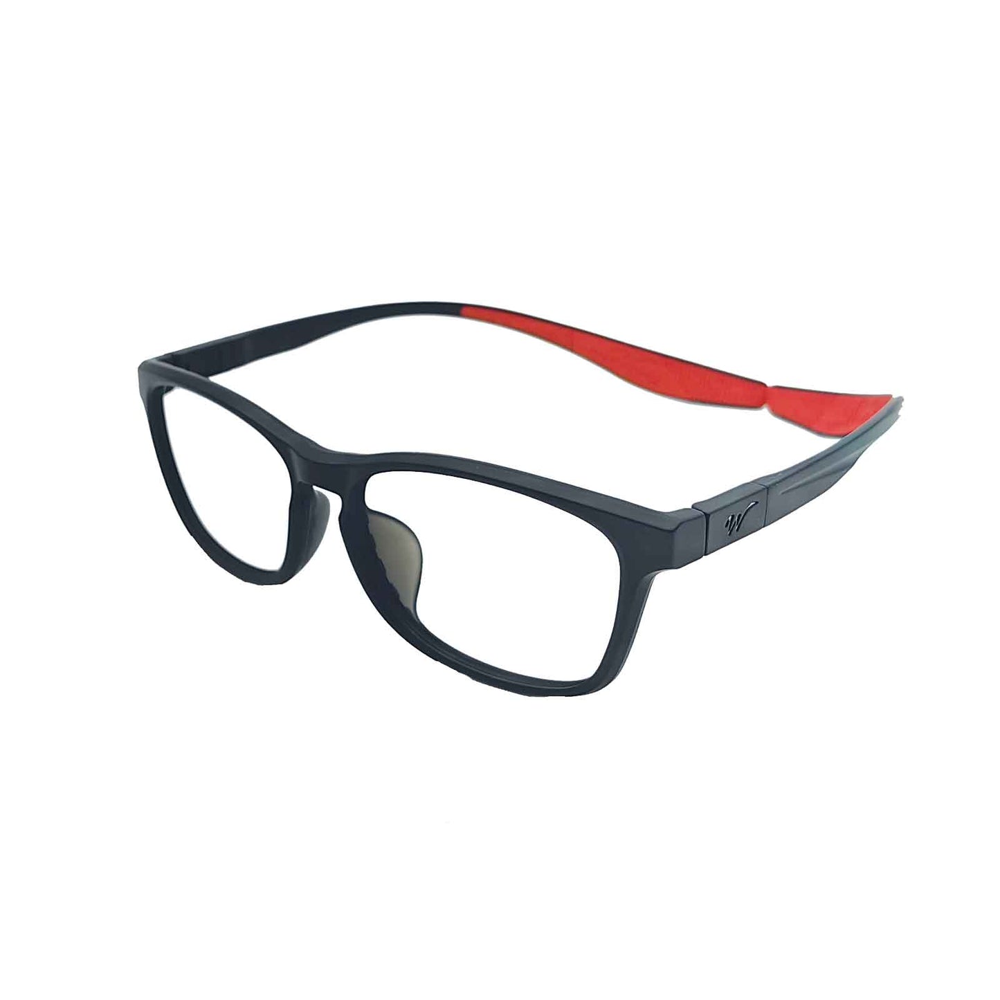 ERX sport frames prescription glasses include red sports temples and black universal temples. Here's a look at the red version.