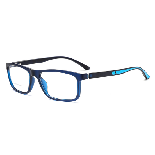 Unisex adult sports goggles with frosted transparent blue frame and ocean blue lenses—perfect for men and women in action.