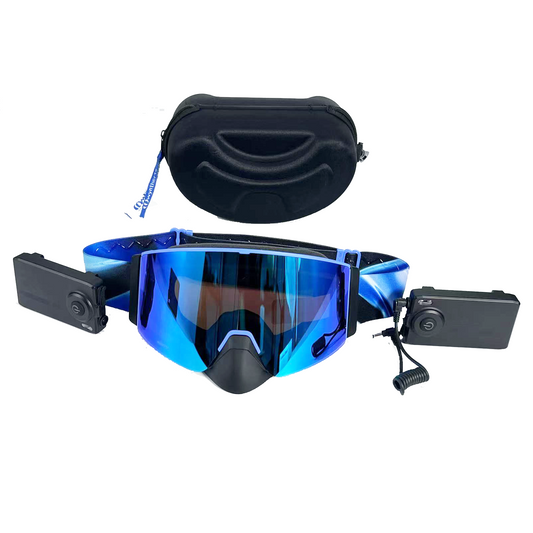 Aurora snowmobile goggles heated feature a Grey Lens with Full Revo Blue Green Coating, VLT 10.5%, perfect for strong light conditions.