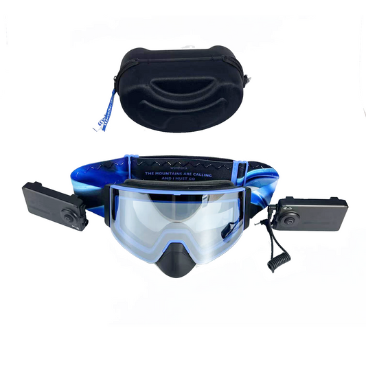 Aurora electric goggles collection features blue-tinted lenses with varied coatings and base colors for different VLTs, plus magnetic lenses for easy swaps.