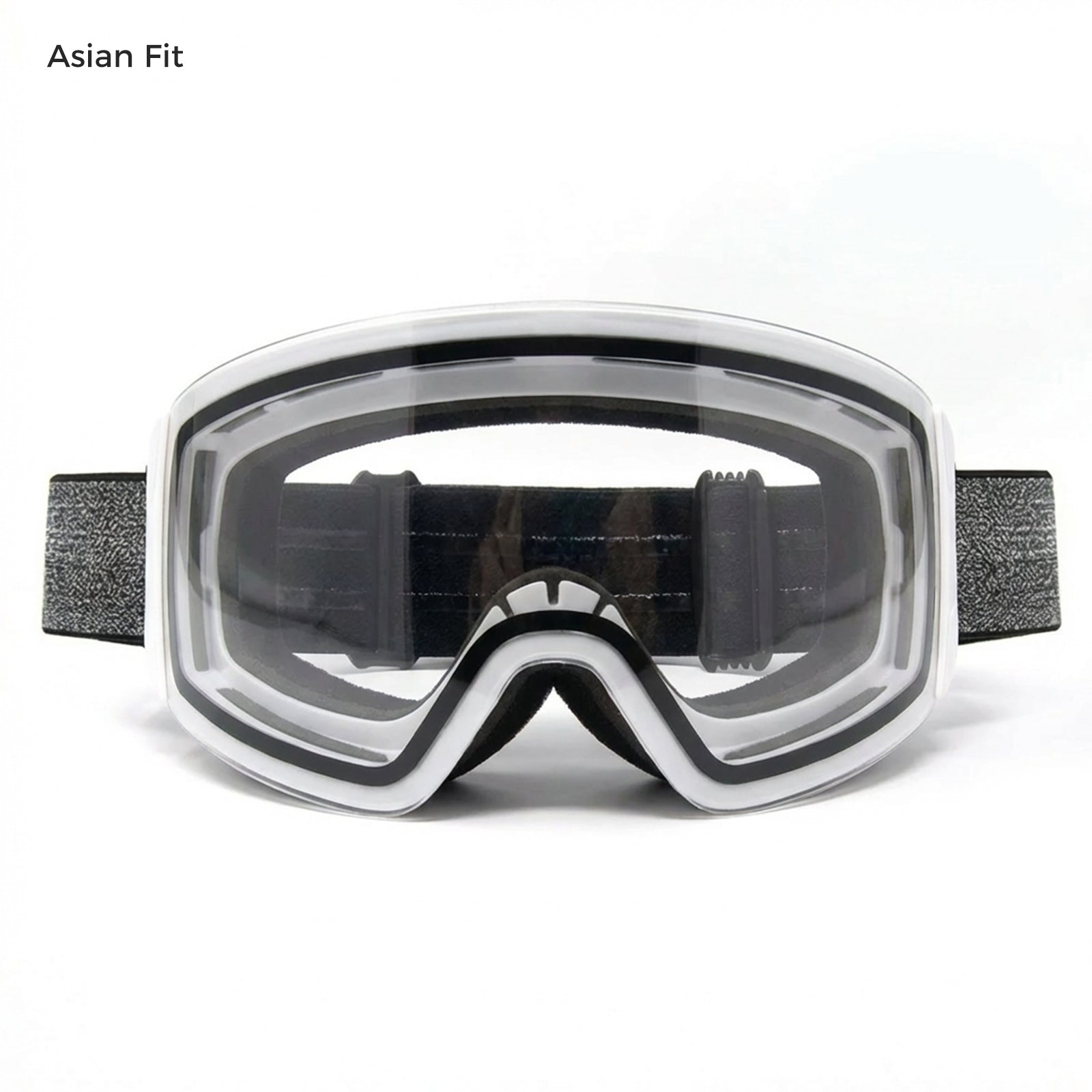 QuickSwap magnetic ski goggles with matte white frame and clear night lens