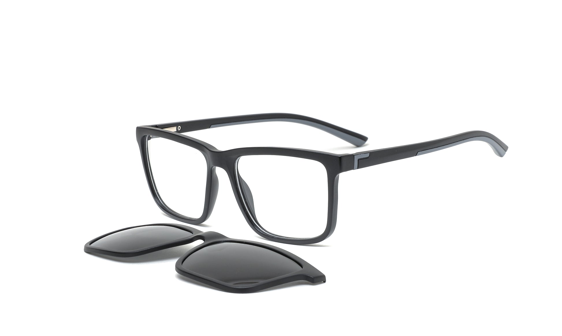 Clip on shades glasses with secure no-gap fit—no double vision, just seamless clarity with our unique latch design for stability and comfort.