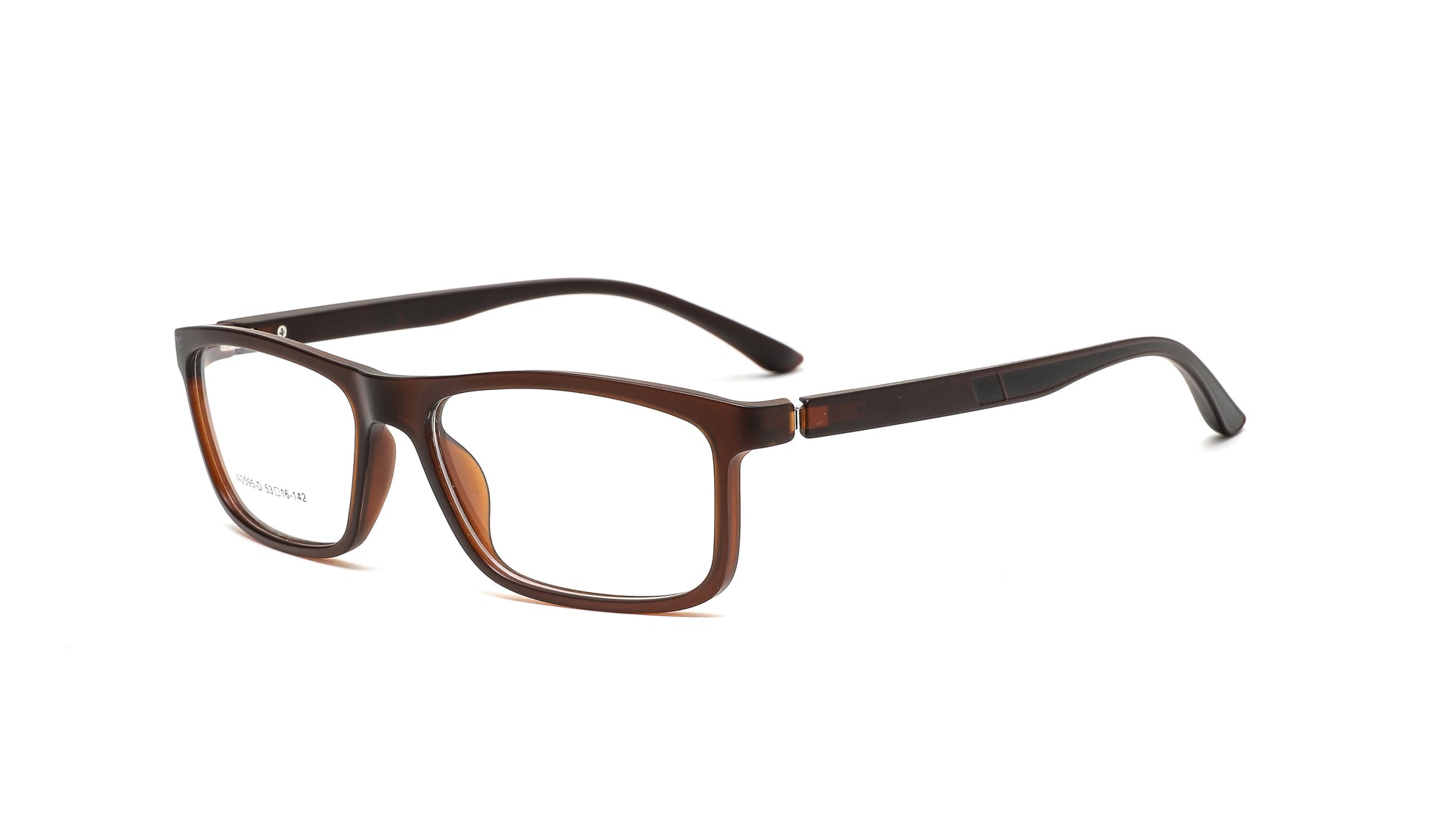 Computer glasses with anti-glare and anti-reflective features, featuring a brown frosted frame with black accents and a stylish tortoiseshell design.