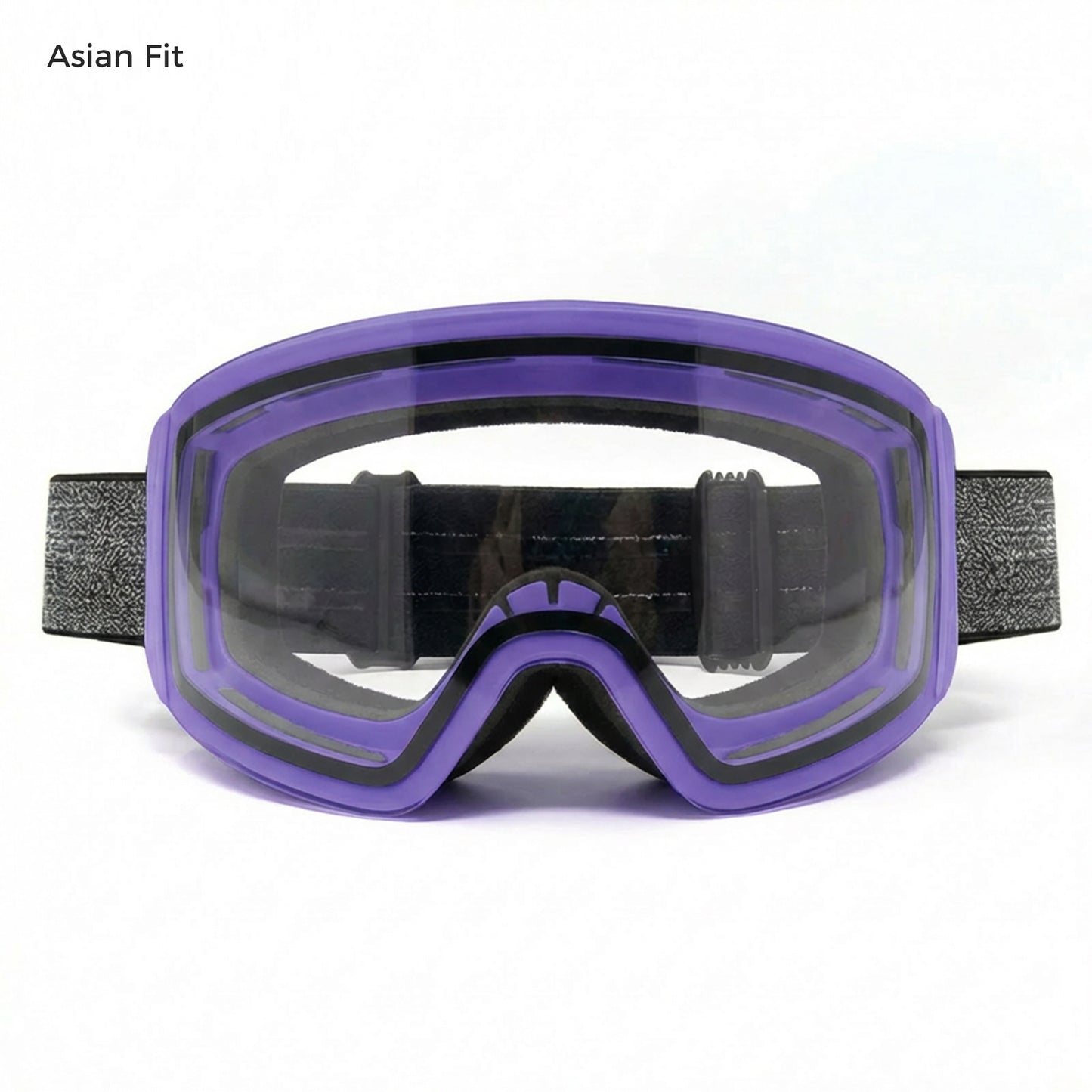 QuickSwap magnetic ski goggles with matte purple frame and clear night lens
