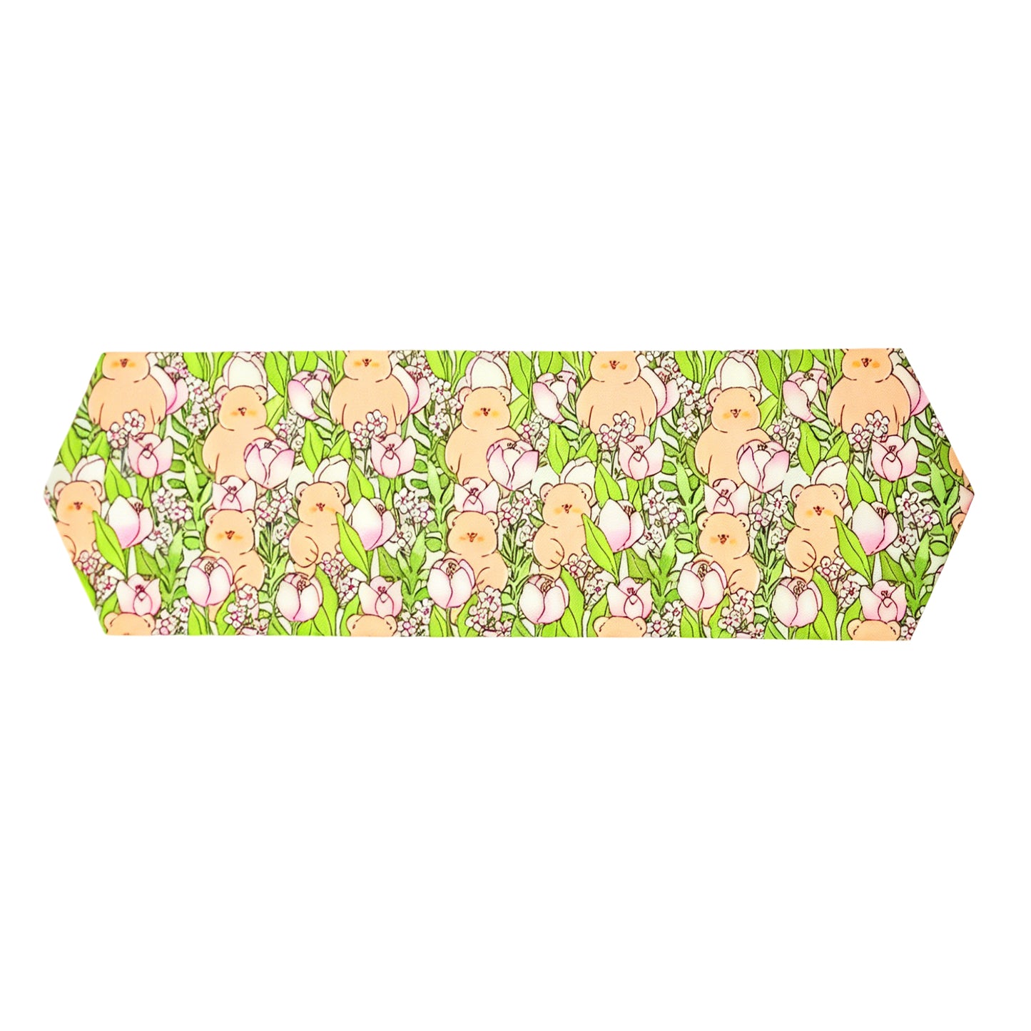 Full view of Floral Teddy no-hair-pulling fabric strap for EasyStrap kids swim goggles