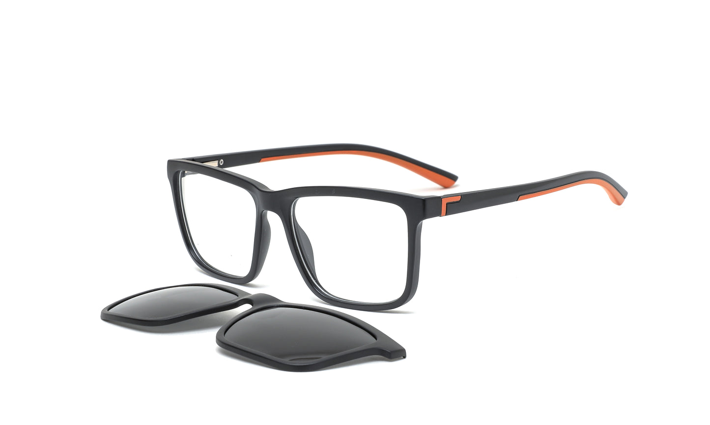 Magnetic snap on eyewear in vibrant orange, perfect for active teens and young adults—style and energy in one dynamic design!