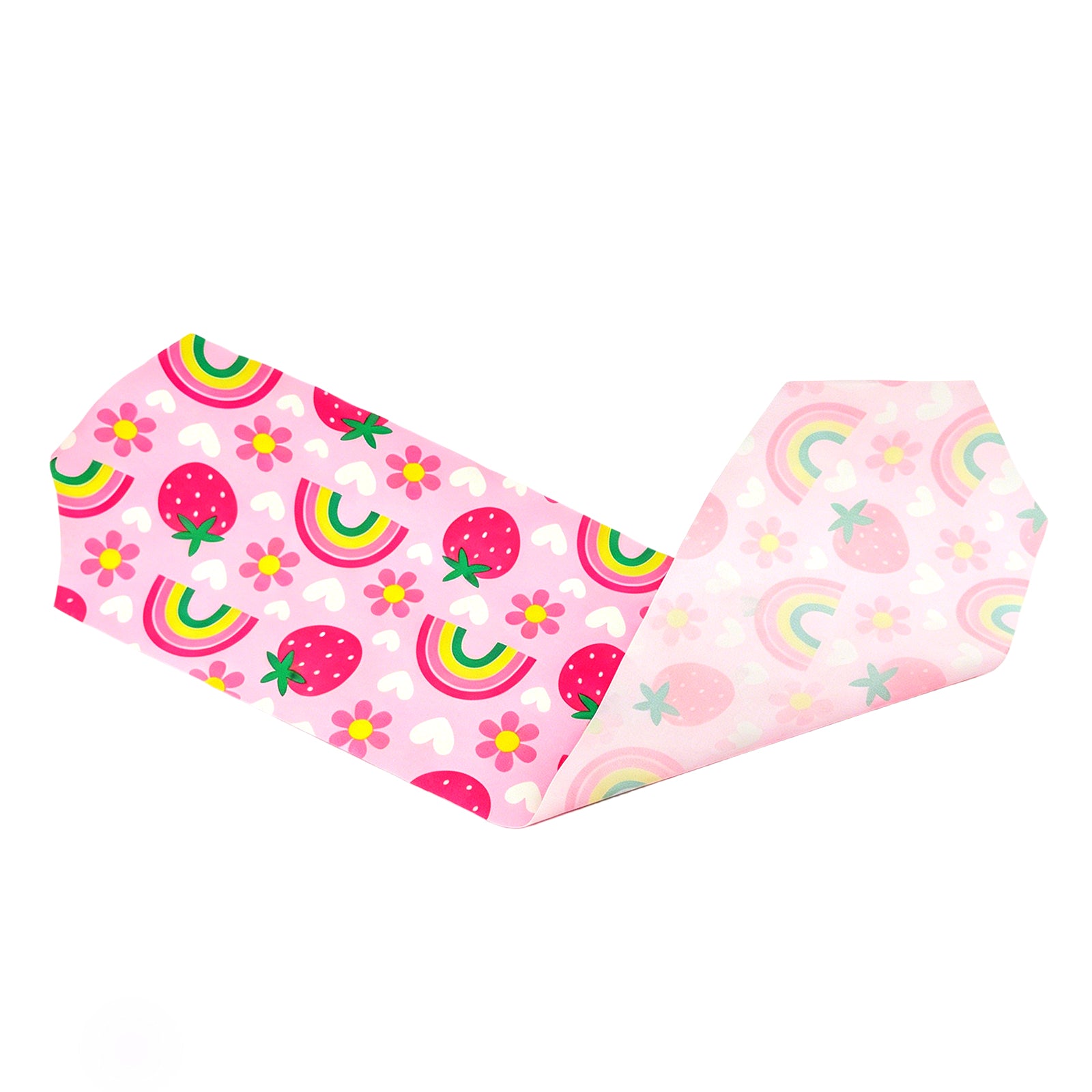 Strawberry rainbow fabric swim goggle strap design for kids with soft hair-friendly material