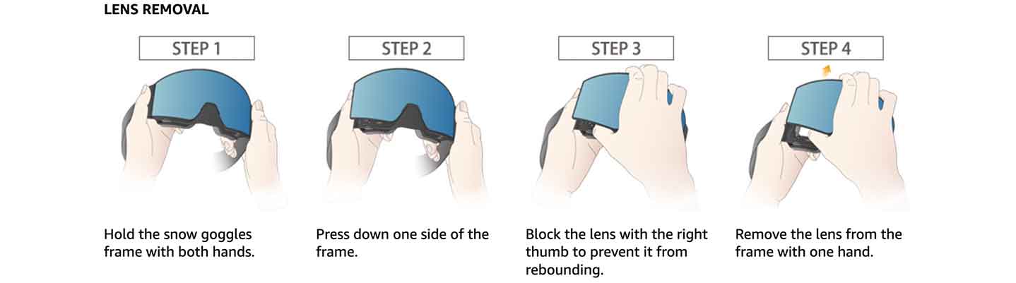 Wynthorix heated goggles feature a magnetic lens design. Easily remove the lens by holding the edges and switch between different VLT or coated lenses. 