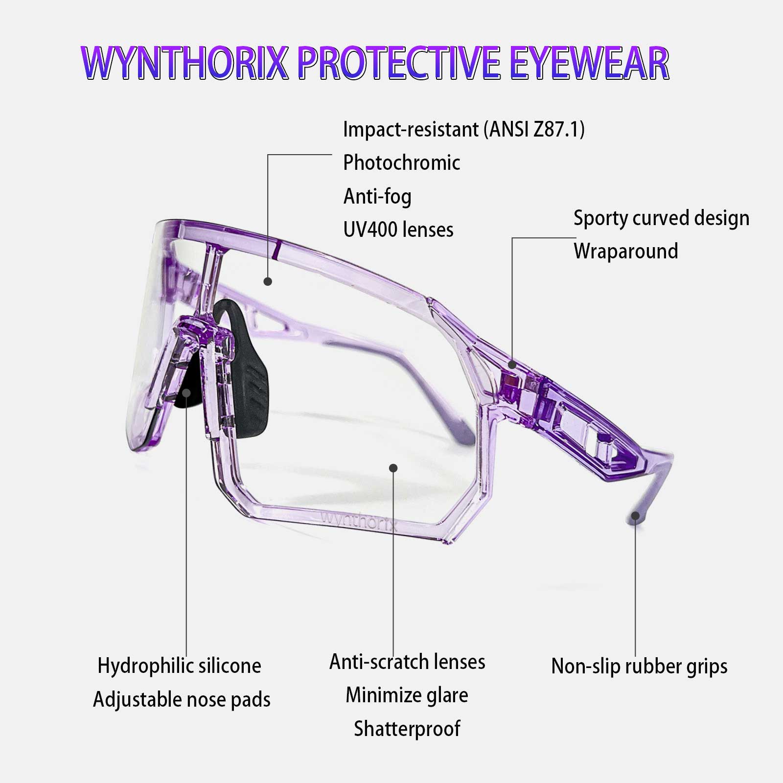 Impact-resistant safety glasses for women: Shatterproof polycarbonate lenses provide superior protection against direct and peripheral hits. Meets ANSI Z87.1 standards.