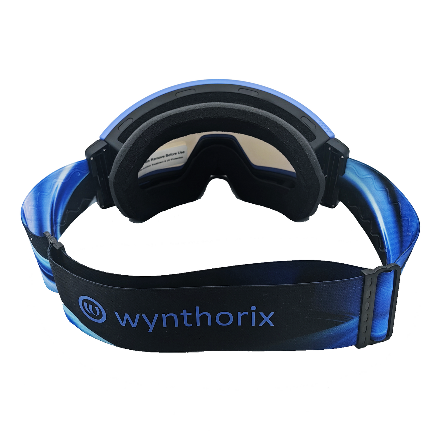 Six blue heated snow goggle lenses with VLT from 8-80%—ideal for strong sunlight, medium sunlight, and cloudy/low light conditions.