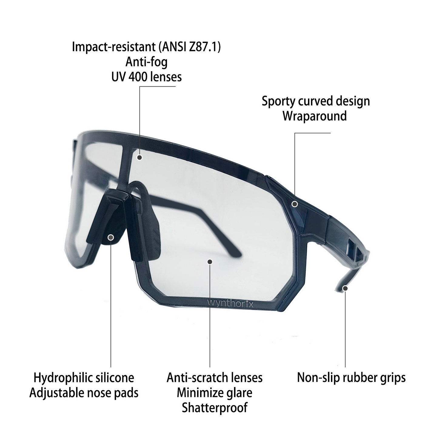 Wynthorix clear racquetball glasses combine top safety with a deep ocean blue design that shines like the serene sea under sunlight.